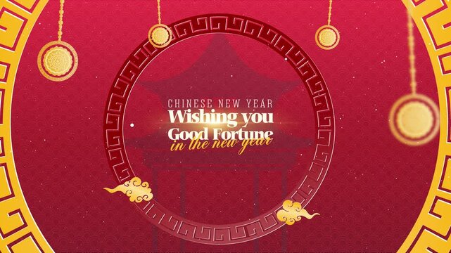 Chinese New Year: Wishing You Good Fortune Typography, Concept Red Background