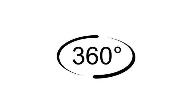 Animated 360&deg; View Icon Rotating Panorama. 360 Degree View Icon Animation on Black Background.