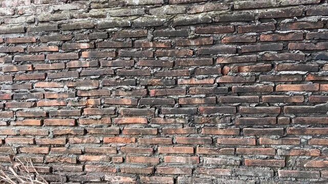 Ancient red brick wall background texture