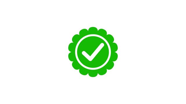 Animated Green Verification Icon Approved Check Mark Motion Graphic. Modern Green Verified Icon Animation on White Background, Success Check Mark.