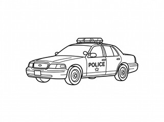 Obraz premium Police Car Outline Illustration Isolated on White Background