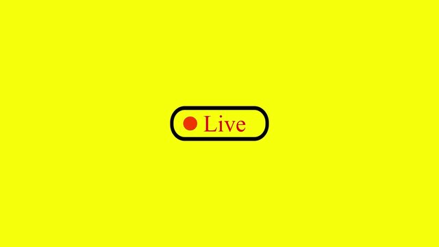 Red live text button with glowing icon 4 k animation video....
