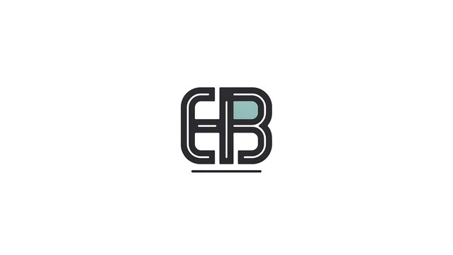 Minimalist monogram featuring the letters eb in black lines isolated on a transparent background