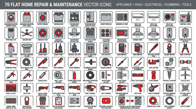 Colorful Home Repair and Renovation Checklist with Tools and Measurements Top View