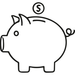 Piggy bank icon with falling coin © sayekti