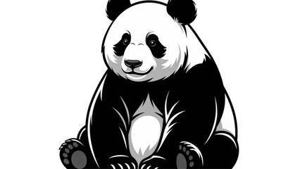 Cute black and white cartoon panda sitting peacefully in relaxed pose Vector © MST AKHLIMA 