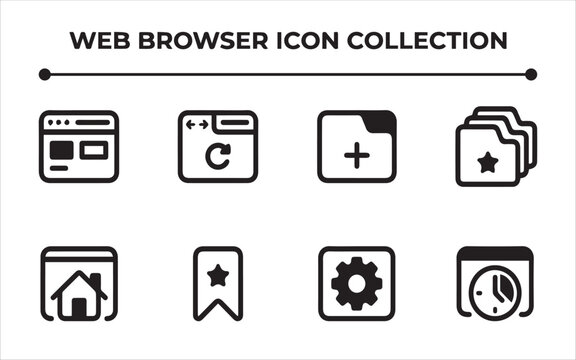 Web Browser Icon Collection, Vector UI UX Interface Elements EPS