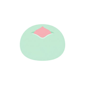 Minimalist abstract representation of a light green circle with a pink shape emerging, simple design