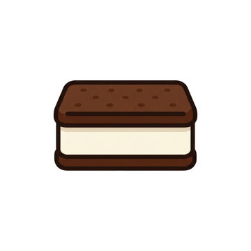Simple vector style chocolate ice cream sandwich dessert for summer food branding