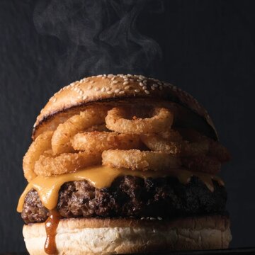 studio food photography of a gourmet burger  image