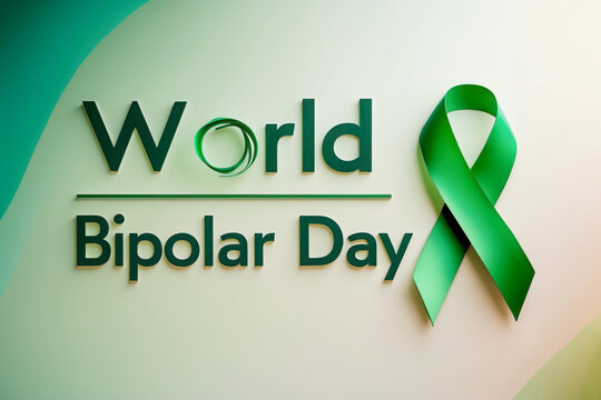 Banner poster postcard World Bipolar day awareness mental health expression and mood AI Generative