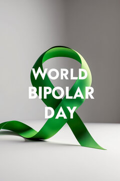 Banner poster postcard World Bipolar day awareness mental health expression and mood AI Generative
