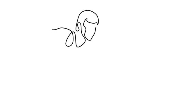 Animated self drawing of continuous line draw of  Ping Pong Player in Continuous Line. Full length one line animation. 4K