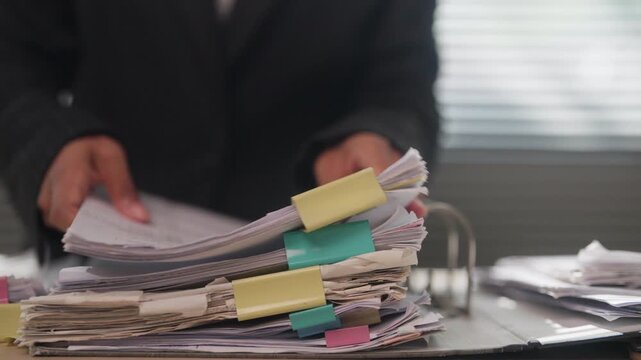 Business Records Organization with Color-Coded File Tabs for Efficient Office Administration