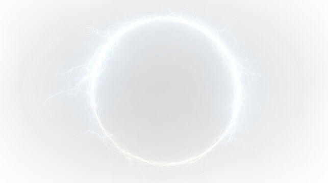 Futuristic Blue Lightning Circle Frame with Glowing Electric Sparks PNG