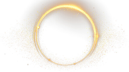 Luxury Gold Halo Circle with Radiant Glitter Particle Effect PNG © Dimariyss
