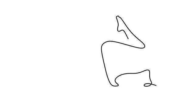 Animated self drawing of continuous line draw of  Yoga Pose Continuous Line Drawing. Full length one line animation. 4K