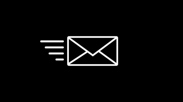 Mail email message sending icon animation 4 k. video...