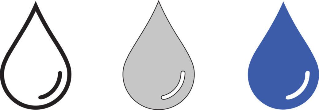 Vector graphic illustration of three distinct teardrop shapes in different colors and styles for design elements