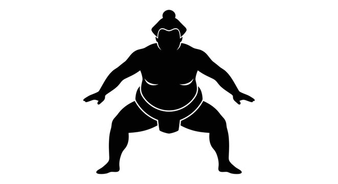 Sumo Wrestler in Stance Silhouette.
