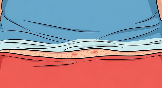 Close up illustration of skin irritation or rash on torso with dermatitis