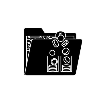 futuristic ai sorting coins into digital folders vector illustration