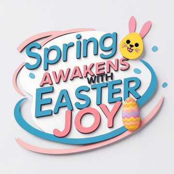 Easter Print Postcard Holiday Inscription lettering Text on Isolated White Background AI Generative