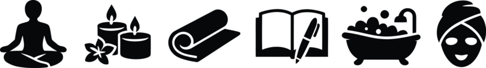 Black icons for spa and wellness concepts