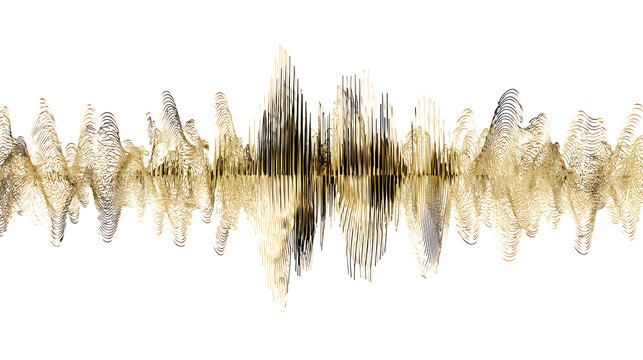 Golden waveform pattern reflecting on surface