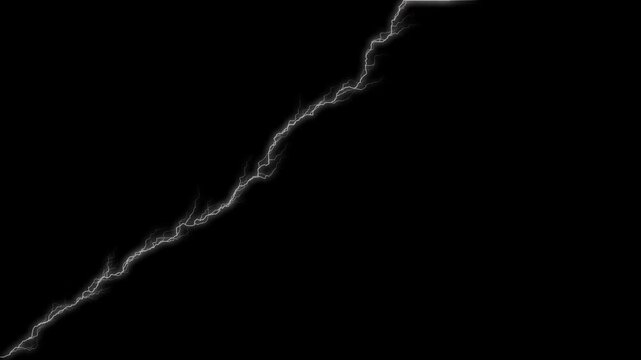 Single white lightning strike against dark background a bright bolt of branches
