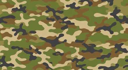Fototapeta premium A professional high-resolution seamless camouflage pattern featuring organic shapes in shades of olive green, khaki brown, tan, and charcoal, abstract, grey, design