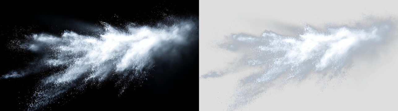 White Dust Blast with Scattered Powder Particles PNG