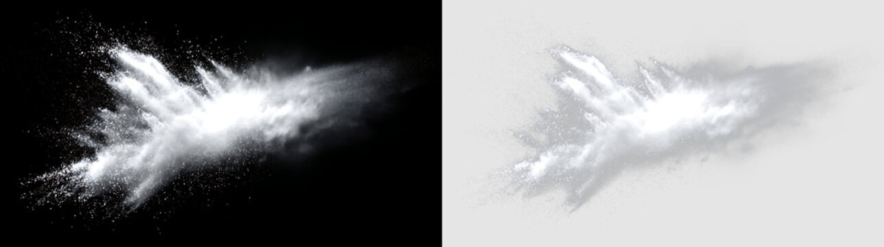 Realistic White Flour Explosion Isolated on Transparent Background PNG