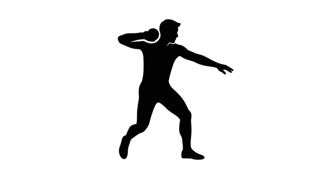Man throwing athletic shot put.
