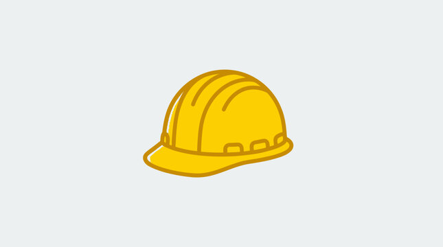 Yellow construction hard hat icon on a light background.