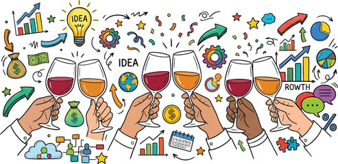 Fototapeta premium Business Success Celebration: Toasting to Growth and Ideas