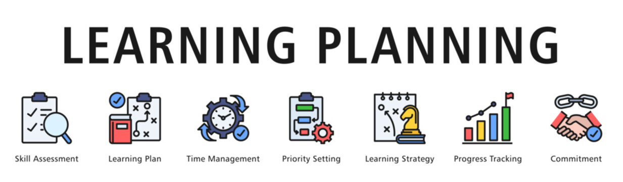 Learning Planning Web Banner  icon vector illustration concept