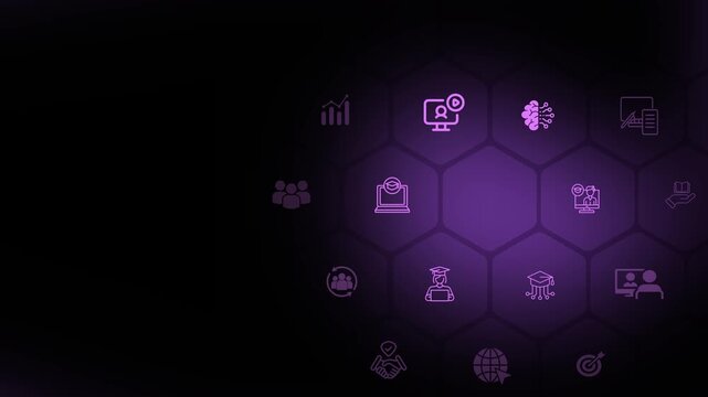 E learning technology concept. AI and machine learning enhance personalized learning. Animation of 4k video.