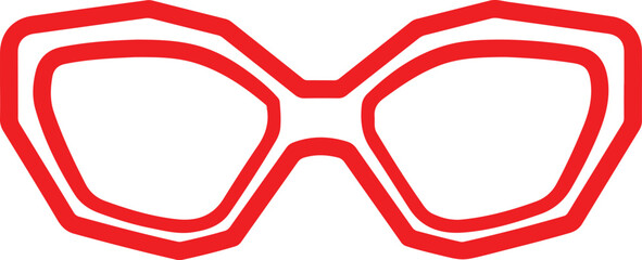 Red Geometric Eyeglasses: A stylized, abstract representation of red eyeglasses featuring bold geometric lines and a striking hexagonal frame, suggesting a modern and avant-garde aesthetic. © Hanzala