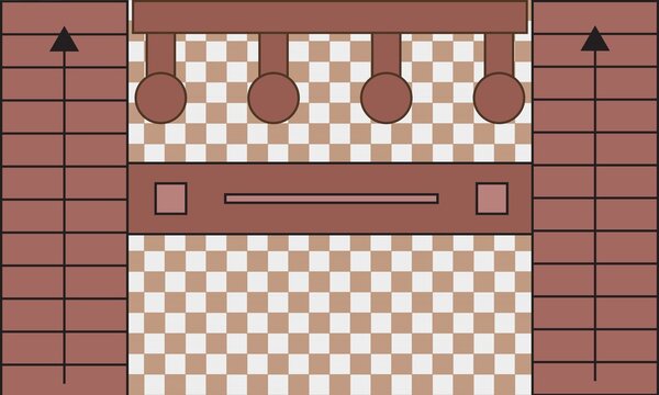 Kitchen Utensils Vector Illustration Collection Isolated with Wooden Chessboard Pattern Elements for Home Decor Design and Abstract Strategy Game Theme