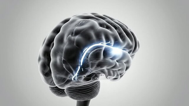High-Detail 4K Medical Animation of Human Brain Anatomy with Highlighted Neural Pathways for Healthcare and Neuroscience