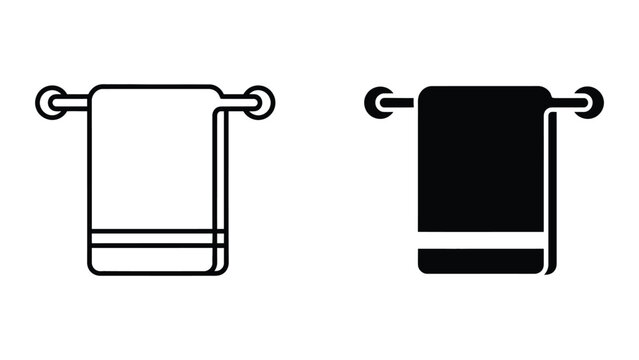Professional Minimal Vector Icon Towel on wall hook icon Editable Stroke, Outline and Solid Style, Black Monochrome, Isolated on White Background