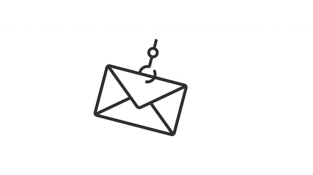 Phishing email envelope, Cyber security scam alert animation motion graphic