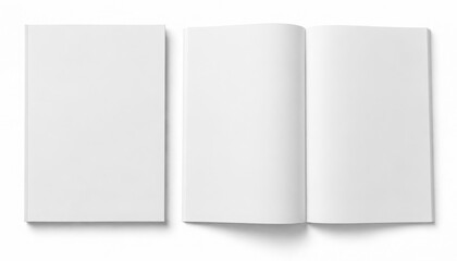 Fototapeta premium Three blank white pages with shadows on a pure white background for mockup purposes