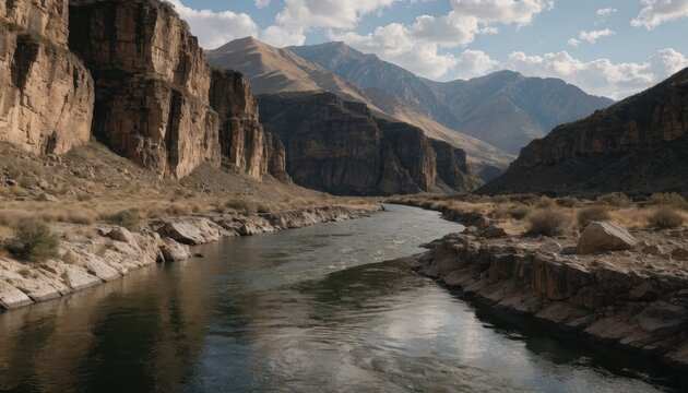 River flowing through a mountain valley