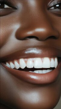 Close-up portrait of a smiling person with gleaming white teeth.