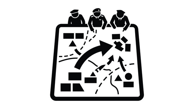 Military officers gathered around a tactical map planning a strategic operation