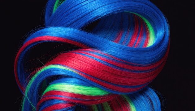 Colorful swirling ribbon on black background