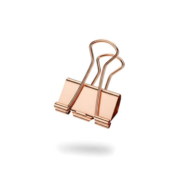 Elegant Rose Gold Metal Binder Clip Isolated on White Background
