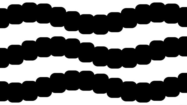 Three black wavy lines made of rounded square shapes forming a rhythmic pattern 4K Motion video